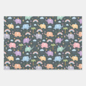 Happy Elephants Birds Night Sky Wolken Regenbogen Geschenkpapier Set (Vorderseite 2)
