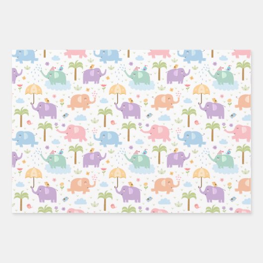 Happy Elephants Medley Mix und Match Geschenkpapier Set (Vorderseite 3)