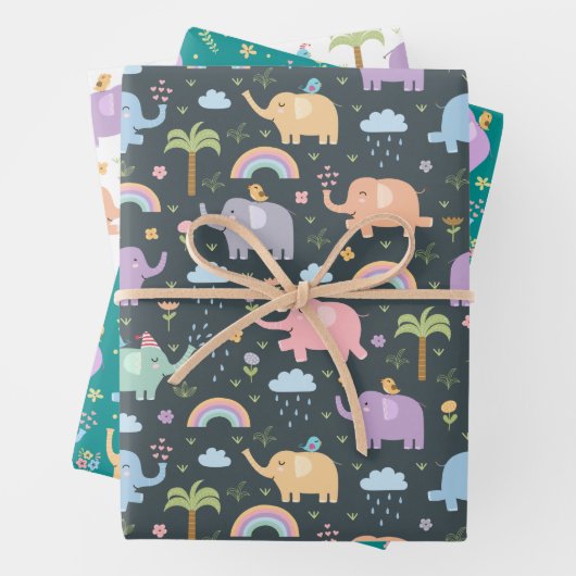 Happy Elephants Medley Mix und Match Geschenkpapier Set (Beispiel)