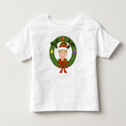 Happy Elf in Wreath Toddler T - Shirt (Vorderseite)