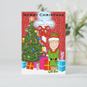 Happy Elf Weihnachts-Party Einladung (Stehend Vorderseite)