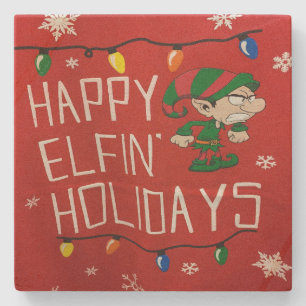 "HAPPY ELFIN' CHRISTMAS" ANIT-CHRISTMAS-UNTERSETZE STEINUNTERSETZER