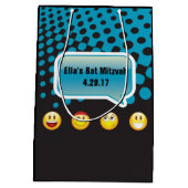 HAPPY EMOJI Bar Bat Mitzvah Geschenktasche Mittlere Geschenktüte (Rückseite)