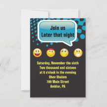 HAPPY EMOJI Bar Bat Mitzvah Party Empfang Card
