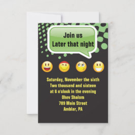 HAPPY EMOJI Bar Bat Mitzvah Party Empfang Card Einladung
