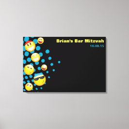 HAPPY EMOJI Bat oder Bar Mitzvah Sign-In Board Leinwanddruck