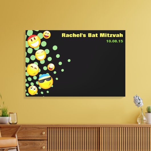 HAPPY EMOJI Bat oder Bar Mitzvah Sign-In Board Leinwanddruck (Insitu (Wohnzimmer))