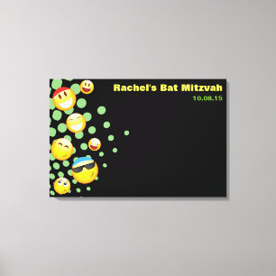 HAPPY EMOJI Bat oder Bar Mitzvah Sign-In Board Leinwanddruck