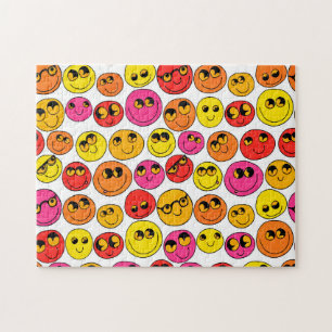 Happy Emoji Faces Funny Yellow Pink Red Orange Puzzle
