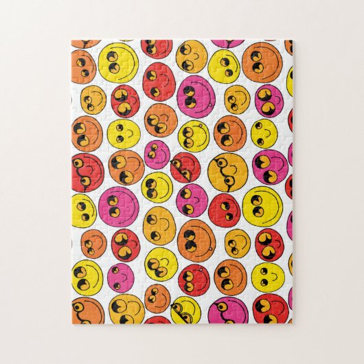 Happy Emoji Faces Funny Yellow Pink Red Orange Puzzle (Vertikal)
