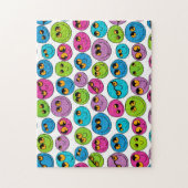 Happy Emoji Faces Muster Blau Lila grünes Rosa Puzzle (Vertikal)