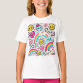 Happy Emoji Girls’ Rainbow-T-Shirt für Halloween T-Shirt (Vorderseite)