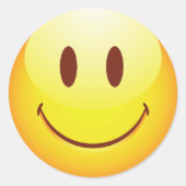 Happy Emoticon Runder Aufkleber (Vorderseite)