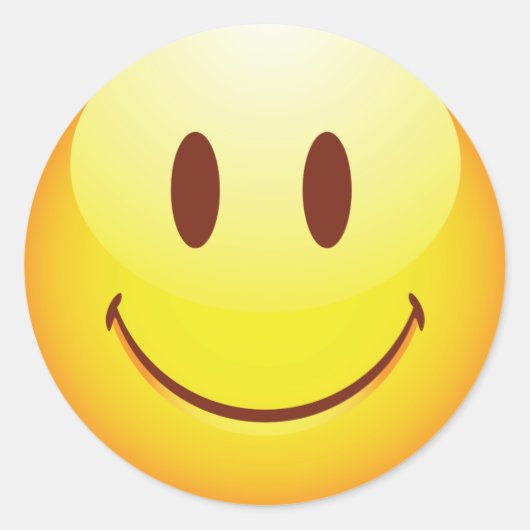 Happy Emoticon Runder Aufkleber (Vorderseite)