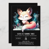 Happy Enchanted Fox Geburtstag digital Einladung (Vorne/Hinten)