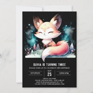 Happy Enchanted Fox Geburtstag digital Einladung