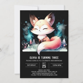 Happy Enchanted Fox Geburtstag digital Einladung