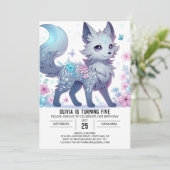 Happy Enchanted Wolf Digital Geburtstag Einladung (Stehend Vorderseite)