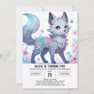 Happy Enchanted Wolf Digital Geburtstag Einladung