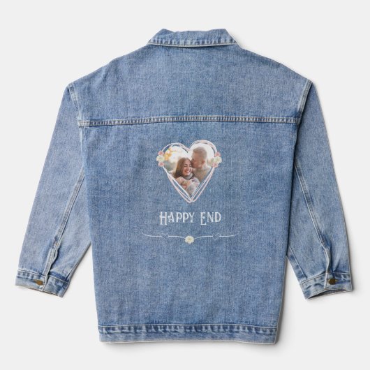 Happy End Romantische Rose Herz Denim Jacke (Rückseite)