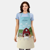 Happy English Cream Golden Retriever auf dem Bauer Schürze (Getragen)