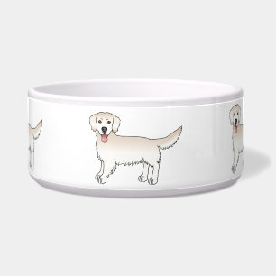 Happy English Cream Golden Retriever Cartoon Dogs Napf