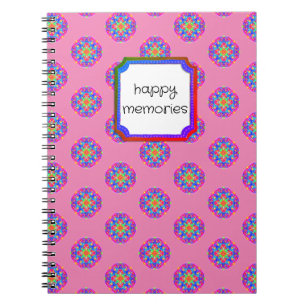 Happy Erinnerungen Pink Star Mandala Boho Notebook Notizblock