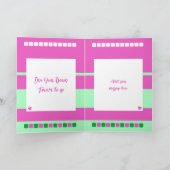 Happy Erste Jubiläum Foto pink grün hinzufügen Karte (Innenseite)