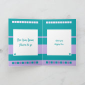 Happy Erste Jubiläum Namen türkis lila hinzufügen Karte (Innenseite)