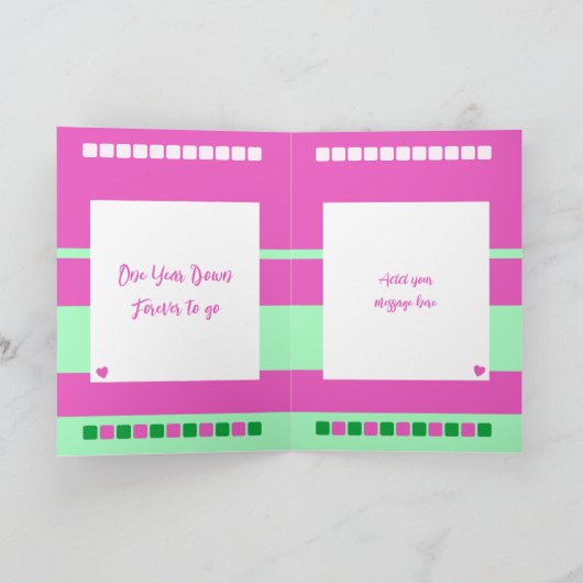 Happy Erste Jubiläumsanfang hinzufügen Namen pink  Karte (Innenseite)