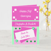 Happy Erste Jubiläumsanfang hinzufügen Namen pink Karte (Gelbe Blume)