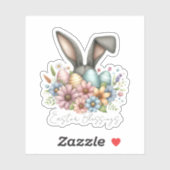Happy Ester Blessing Gray Bunny Ears Niedlich Aufkleber (Blatt)