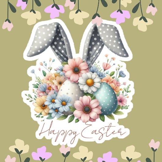 Happy Ester Familienname Bunny Ears Vintag Aufkleber