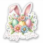 Happy Ester Segen Pink Bunny Ears Niedlich Aufkleber (Vorderseite)