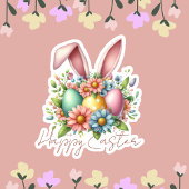 Happy Ester Segen Pink Bunny Ears Niedlich Aufkleber