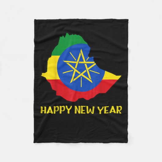 Happy Ethioan New Year Ethioa Map Flag Äthiopische Fleecedecke (Vorderseite)