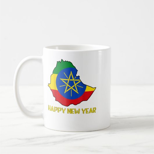 Happy Ethioan New Year Ethioa Map Flag Äthiopische Kaffeetasse (Links)