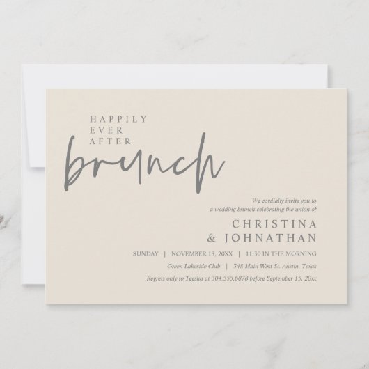 Happy Ever After Lunch Moderne Hochzeitsfeier Einladung (Vorderseite)