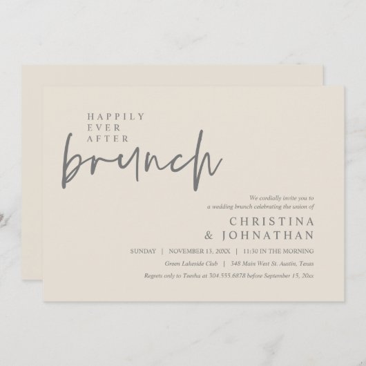 Happy Ever After Lunch Moderne Hochzeitsfeier Einladung (Vorne/Hinten)