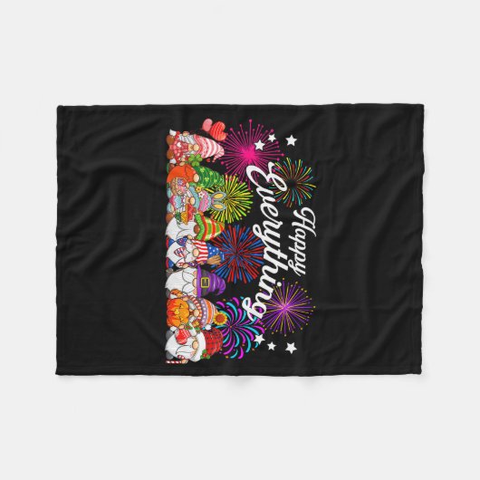 Happy Everything Gnomes For All Year Every Holiday Fleecedecke (Vorderseite (Horizontal))