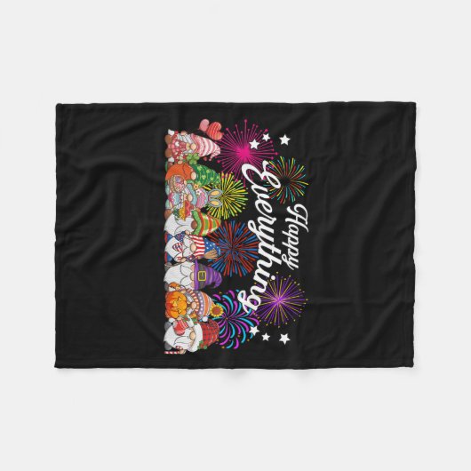 Happy Everything Gnomes For All Year Every Holiday Fleecedecke (Vorderseite (Horizontal))