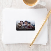 Happy Everything Simple White Script Foto Modern Adressaufkleber (Insitu)