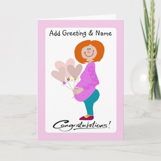Happy Expectant Mama Holding Balloons Card Karte (Vorderseite)