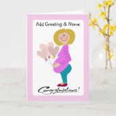 Happy Expectant Mama Holding Balloons Card Karte (Gelbe Blume)