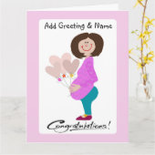 Happy Expectant Mama Holding Balloons Card Karte (Gelbe Blume)