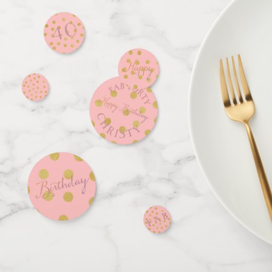 Happy Fab 40 Geburtstag Pink und Gold Konfetti (Gruppe)