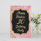 Happy Fabulous 30. Geburtstag Einladung Party Briefpapier (Stehend Vorderseite)