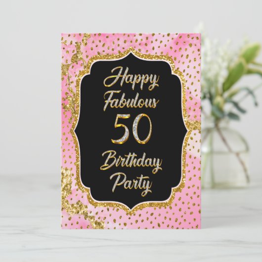 Happy Fabulous 50. Geburtstag Einladung Party (Stehend Vorderseite)