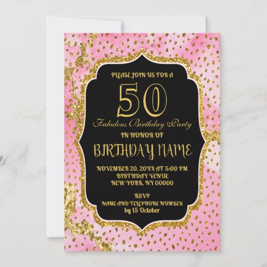 Happy Fabulous 50. Geburtstag Einladung Party (Rückseite)