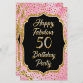 Happy Fabulous 50. Geburtstag Einladung Party Briefpapier (Vorne/Hinten)